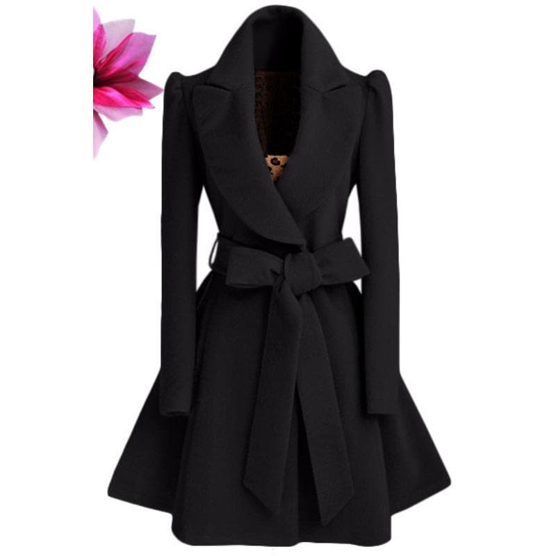 Wool Jacket Waist Slim Woolen Coat Trench Coat S