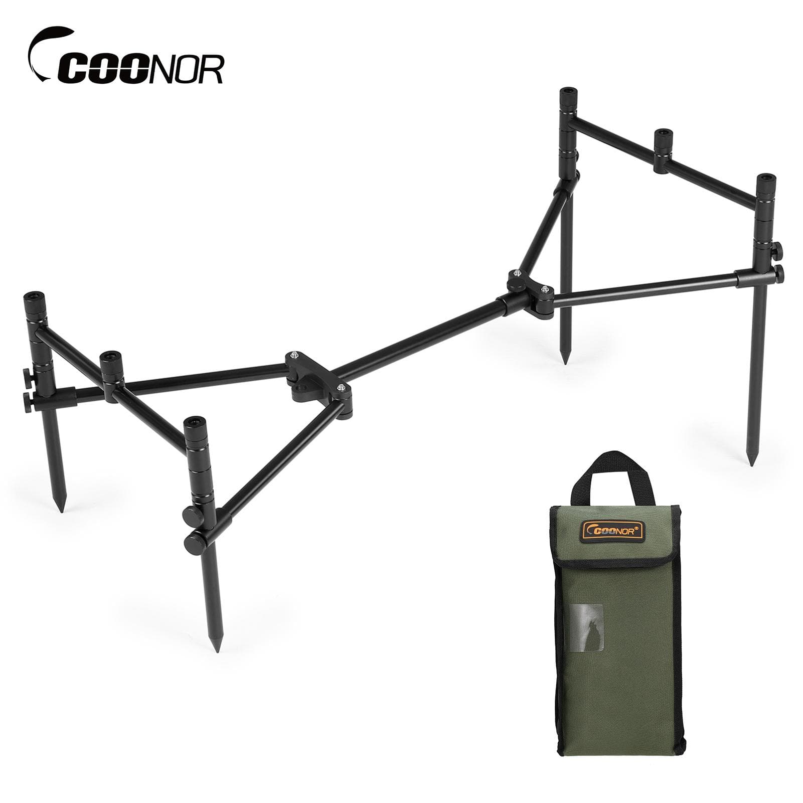 Detachable Fishing Rod Stand Buzz Bar Pole Rest Head Folding Retractable Fishing Rod Holder with black