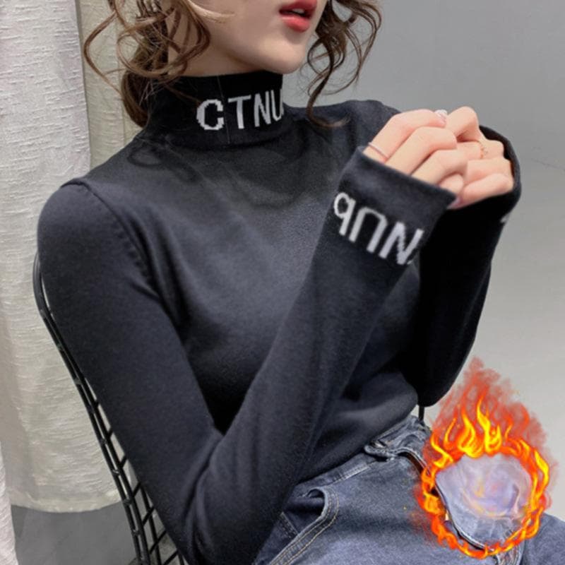 Half Turtleneck German Velvet Base Shirt for Women In Autumn and Winter Double-sided Thickened Warm Long-sleeved Top for Women 3XL