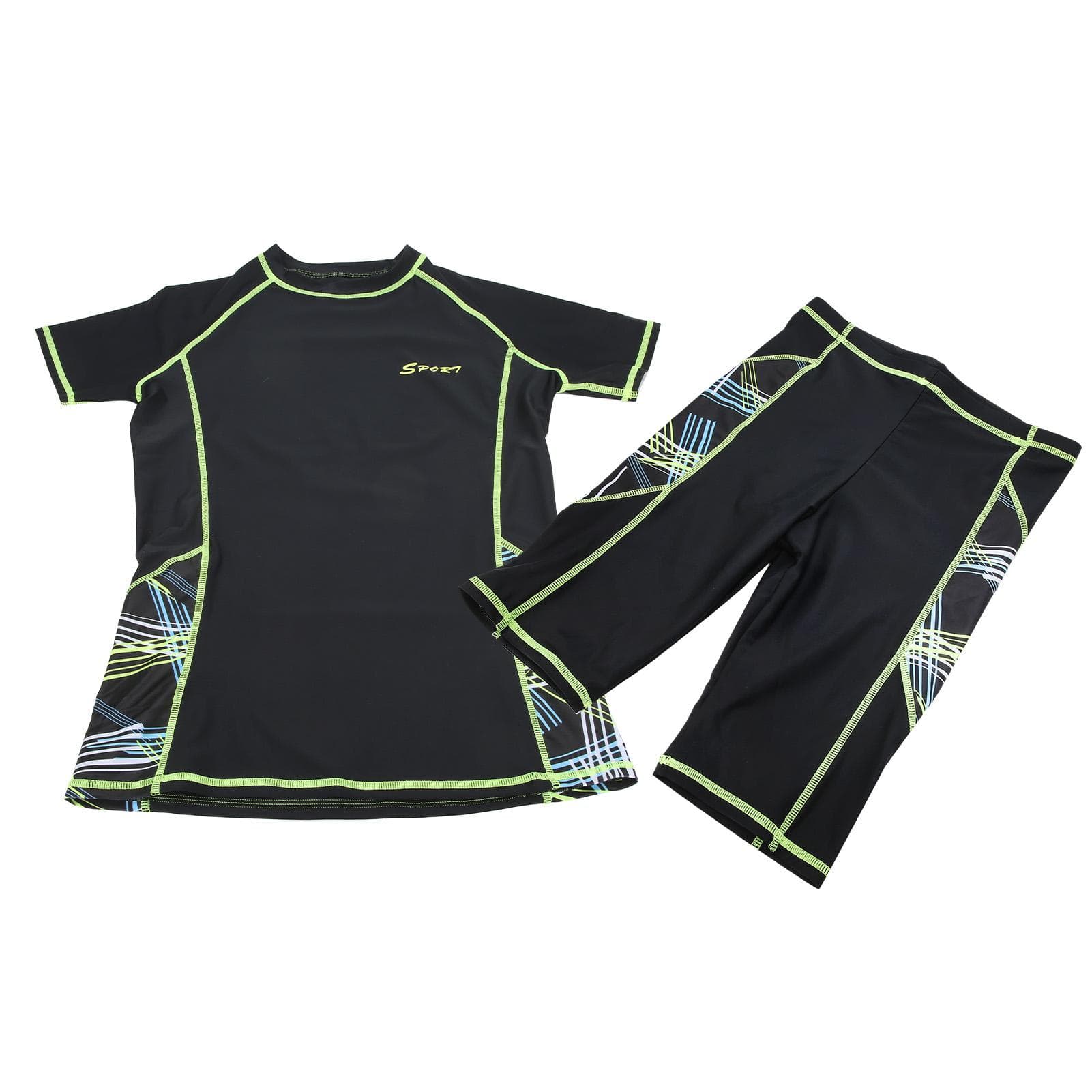 Swimming Short Sleeve Shirt with Shorts 2 Pieces Summer Surfing Diving Suit for MenL