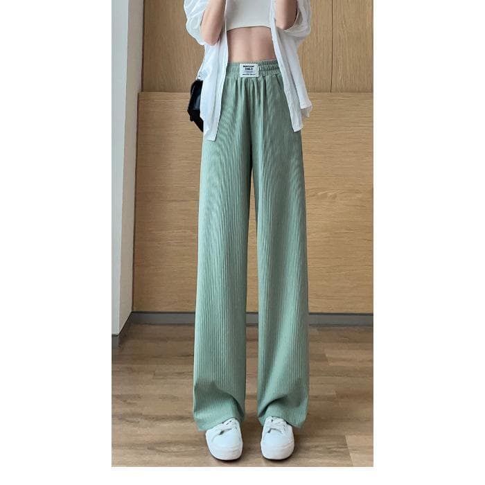 Women's Spring and Autumn New High Waist Dropping Ice Silk Pants Loose Straight Casual Pants for Women In Summer 4XL