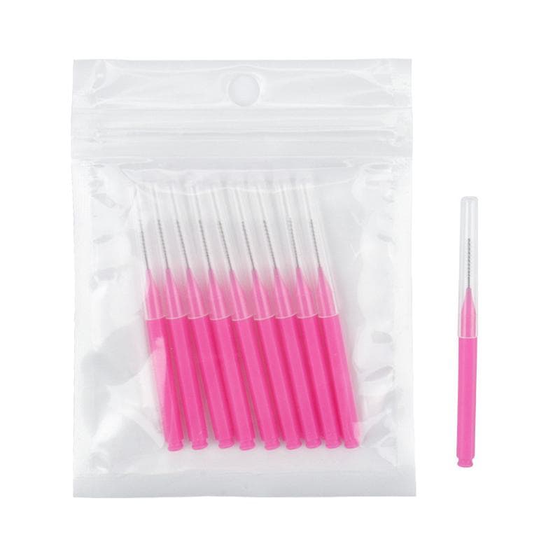 10Pcs Cleaner Interdental Brush Dental Floss Brushes Braces Light Tooth Picks Flossers Picks Eyelash Brush Beauty Tool Brush pink