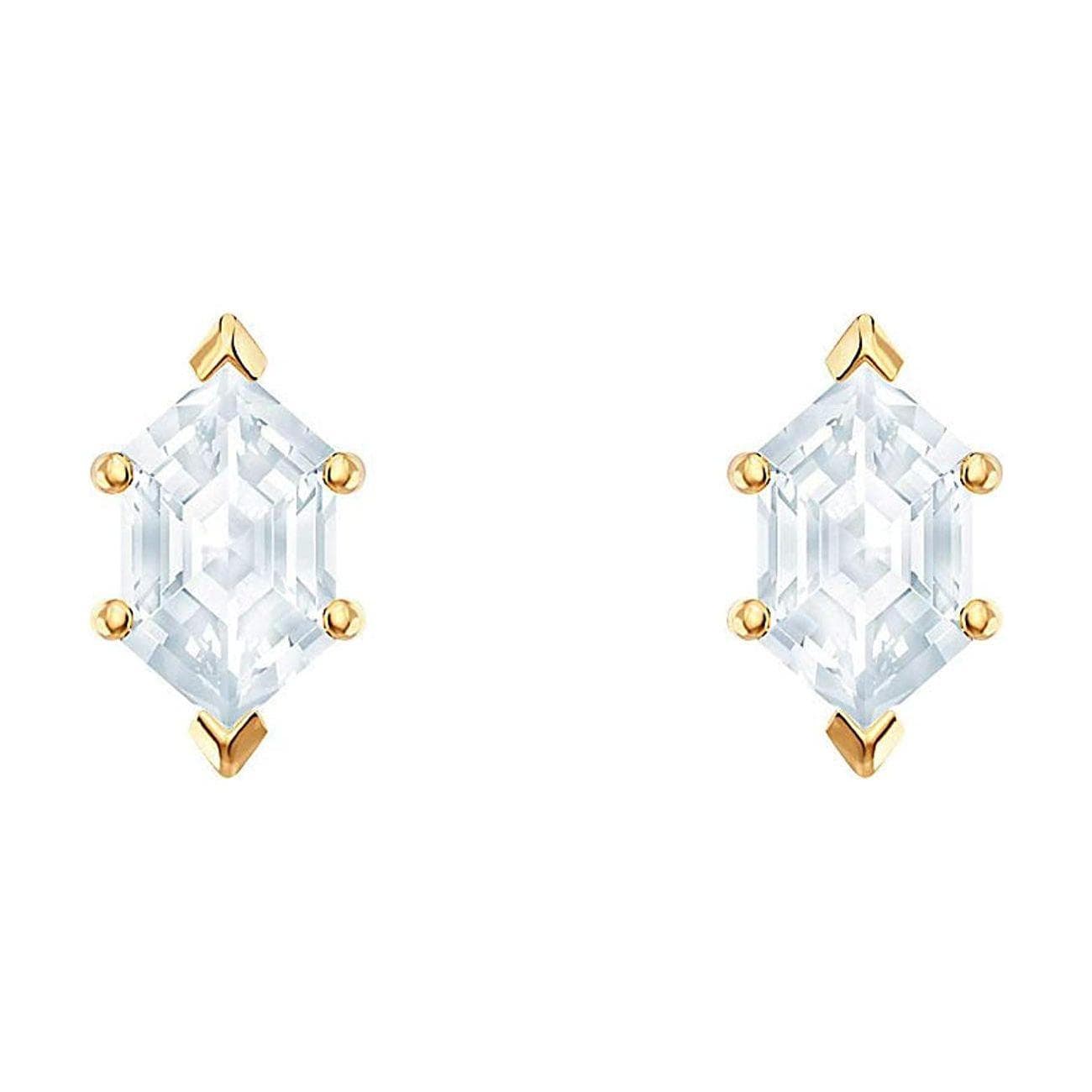 Swarovski Fashion Hexagonal Quadrilateral Minimalist Single Diamond Stud Earrings Women Earrings Gold 5467320 White,F