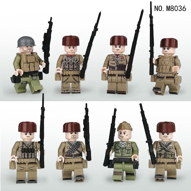 8pcs Chinese Volunteer Soldier Toy Building Blocks