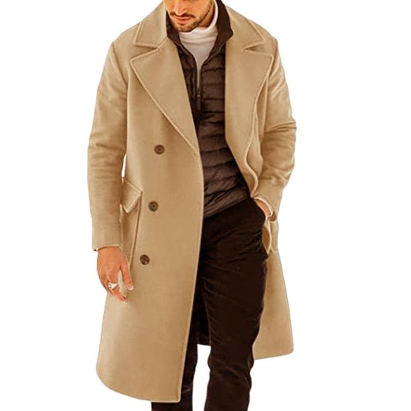 Autumn and Winter Woolen Men's Coat Thickened Long Nizi Coat 4XL