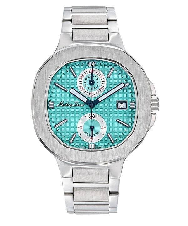 Mathey-Tissot Evasion Limited Edition Chronograph Stainless Steel Turquoise Dial Quartz H152CHATIF 100M Men's Watch turquoise