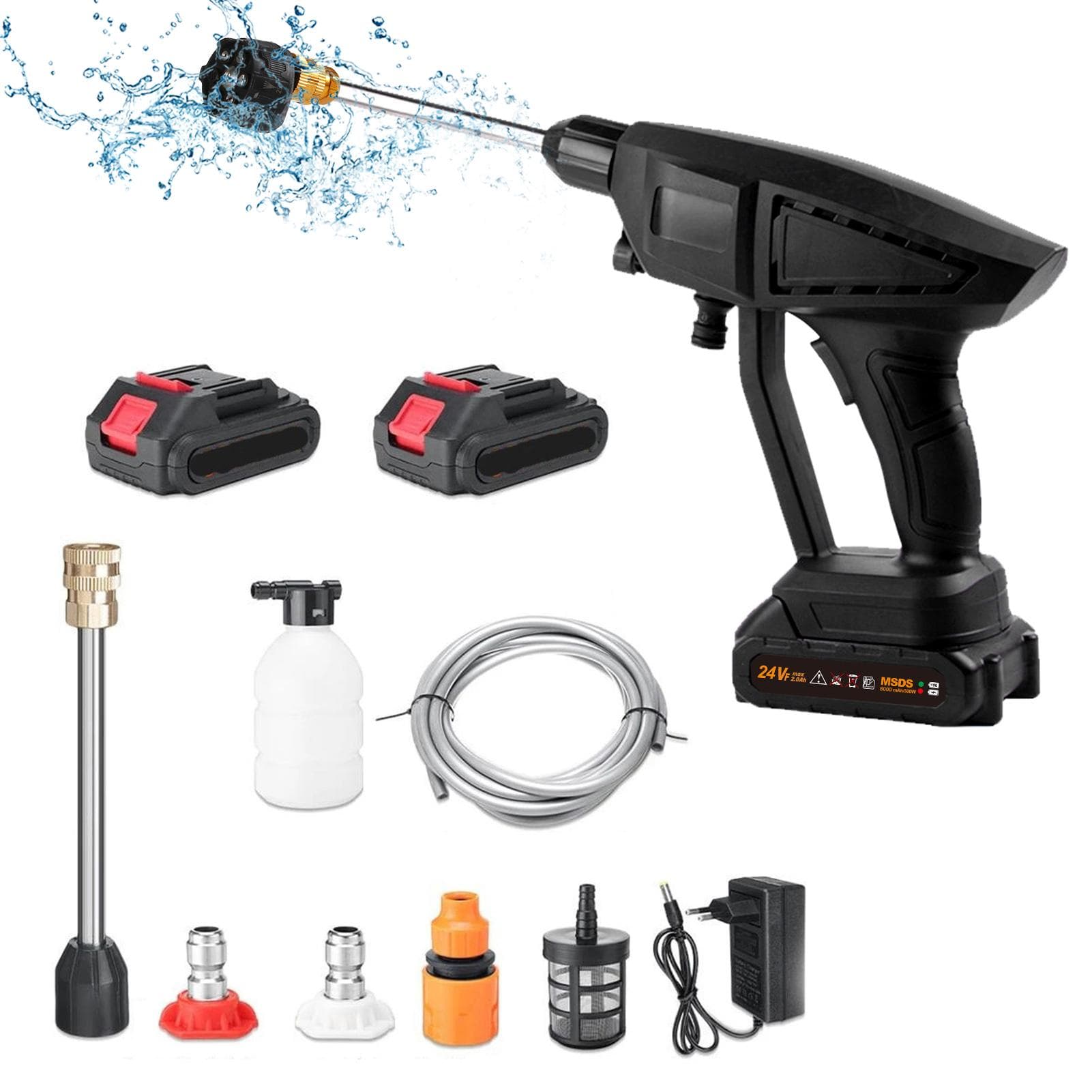 Cordless Pressure Washer, 6 Spraying Modes 120PSI Portable Pressure Cleaner Handheld with Battery black