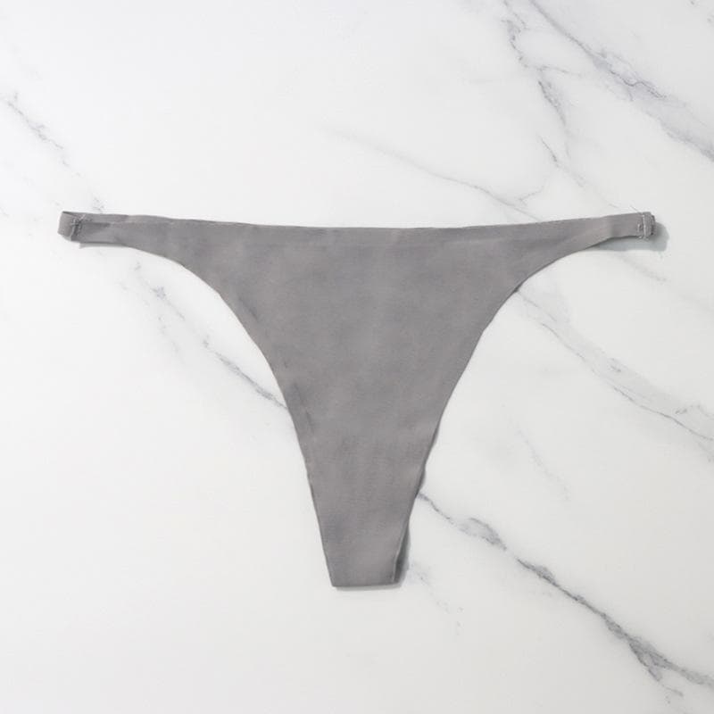 Ice Silk Seamless Panties For Women Soft Thin Band Thongs Woman Satin Underwear Female Bikini Panties String Tangas Mujer XL grey