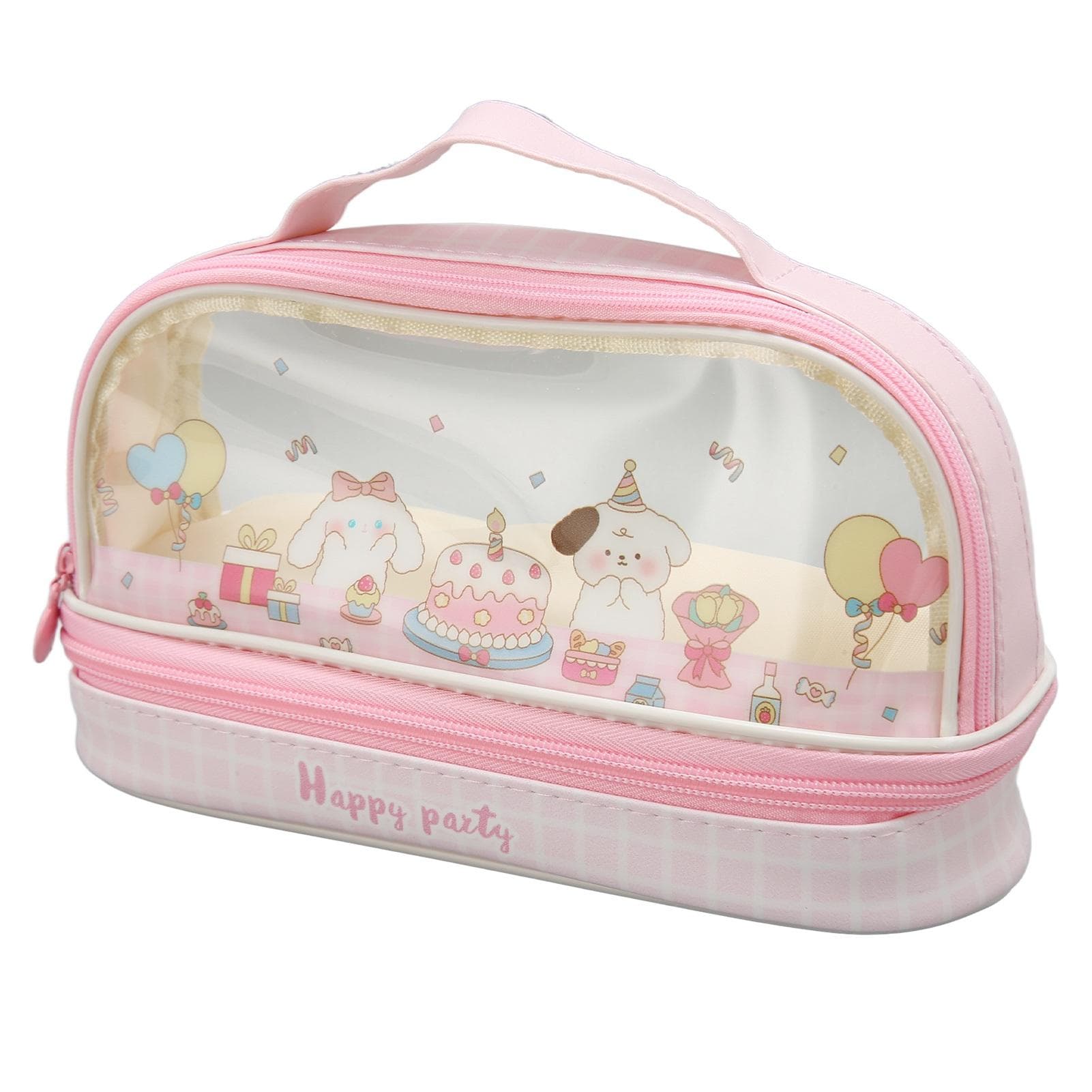Cute Pencil Case Cartoon Pattern Large Capacity Clear Pencil Pouch Pen Case with Zipper and Handle