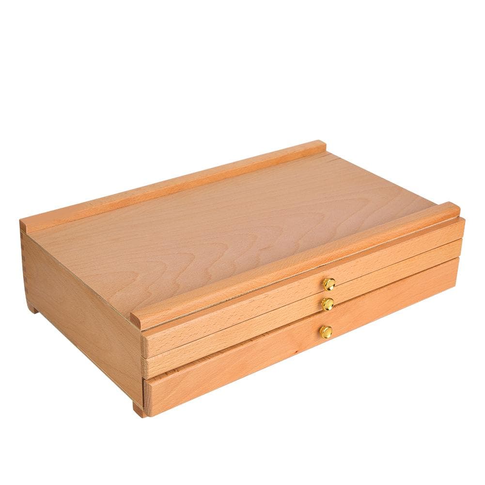 3 Layer Drawer Drawing Tool Pigment Painting Accessory Tool Box Beech Wood