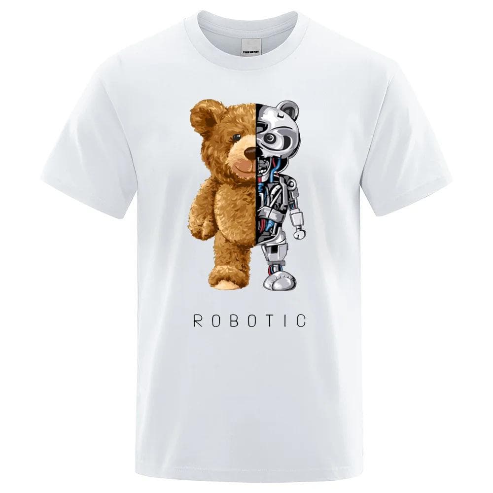 Bear T-shirt Ins Round Neck Print Personality Loose Round Neck Short Sleeve Men and Women Base Shirt 5XL
