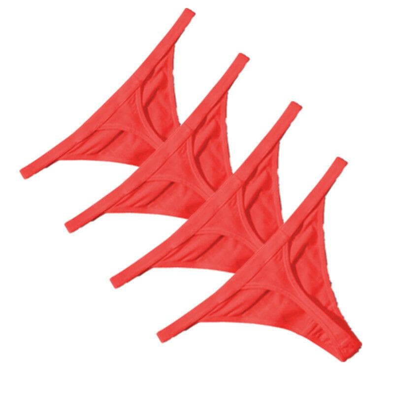 4 Pack Women Solid Cotton G-String Thongs Seamless Panties Sexy Underwears Bikini M