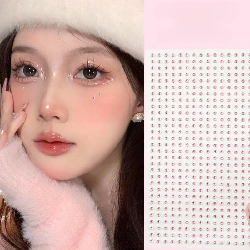 2mm Simulation Pearl Face Jewels, Hair Jewels, Eyebrow Jewels, Diamond Stickers pink