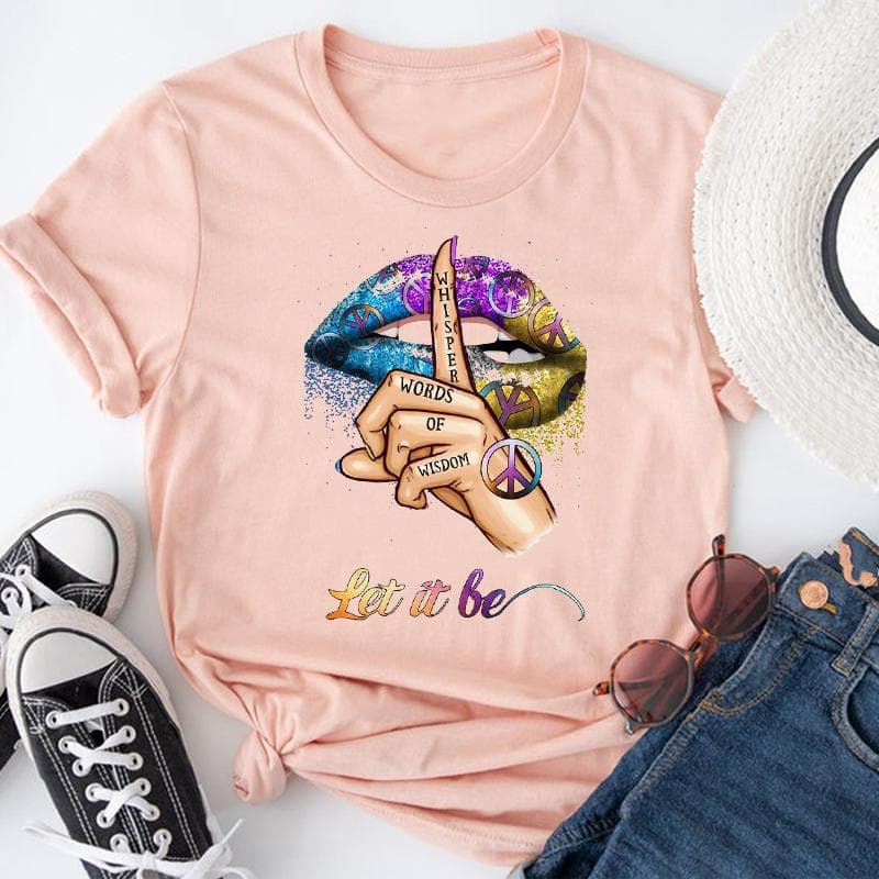 (Asian size) Short Sleeve Lip Love Sexy Trend Cute Lovely Women's Print Tee Top Summer Fashion Tshirt Woman Female Basic T Clothing Graphic T-shirts M