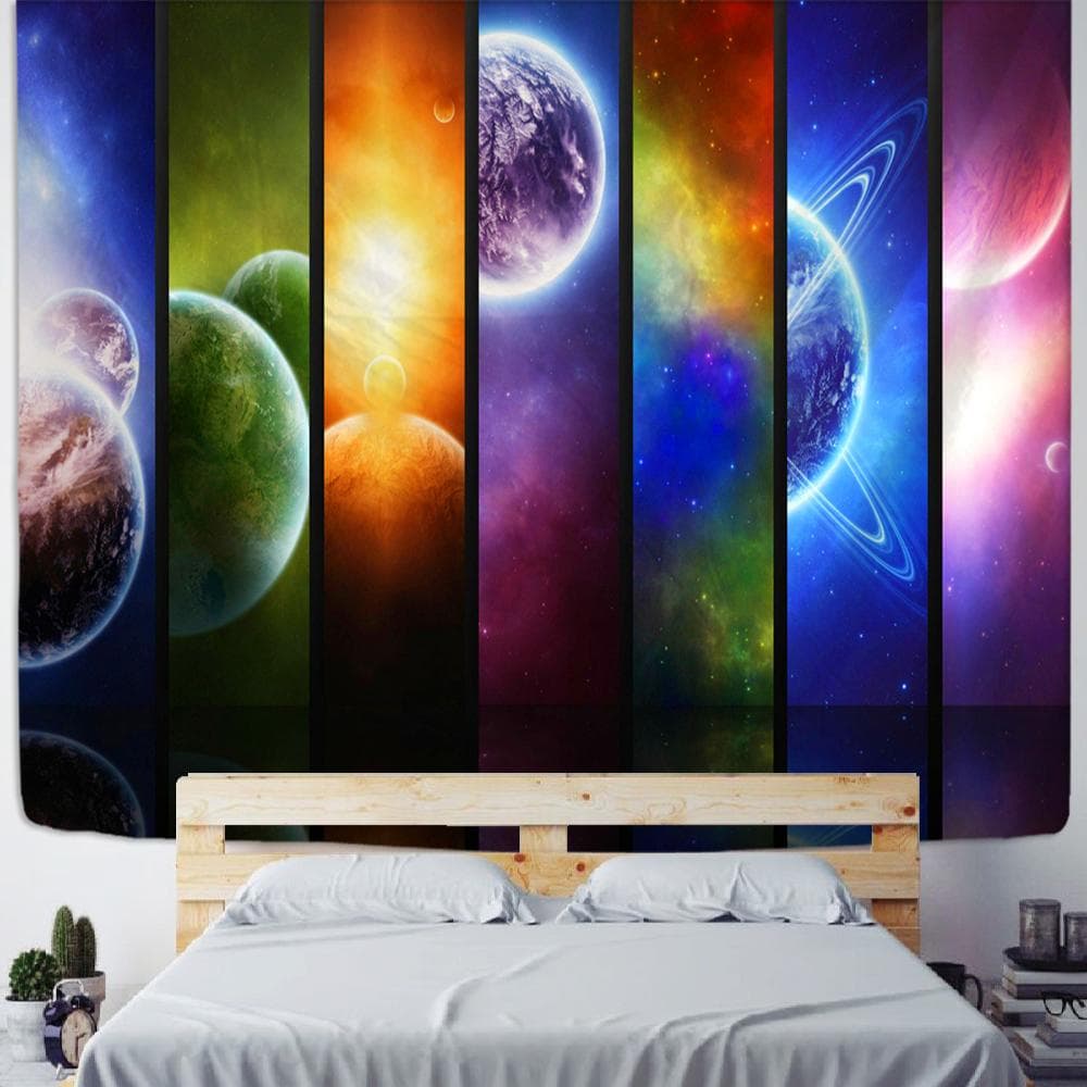 Planet Tapestry Wall Hanging Psychedelic Science Fiction Witchcraft Bohemian Style Hippie Carpet Room Decor 95x70cm