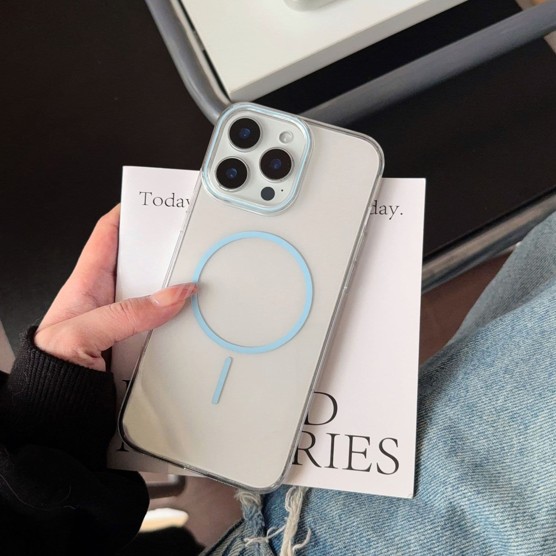 Creative PC Crystal Case Suitable for IPhone 16 High Translucent Ring Magnetic Suction Phone Case 14 Apple 15 Anti-fall iPhone 11