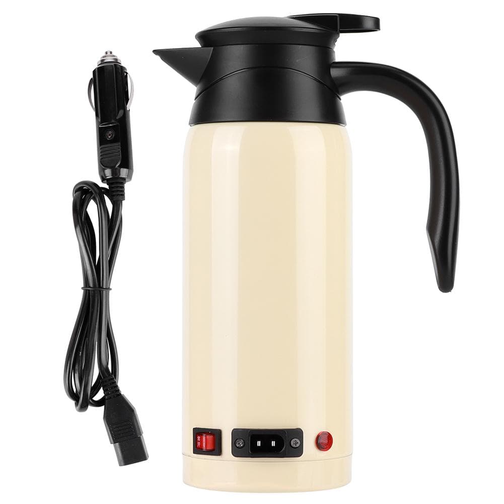Portable 800ml HighCapacity Electric Heating Kettle with Lighter for Car Use 12V24V(Beige beige
