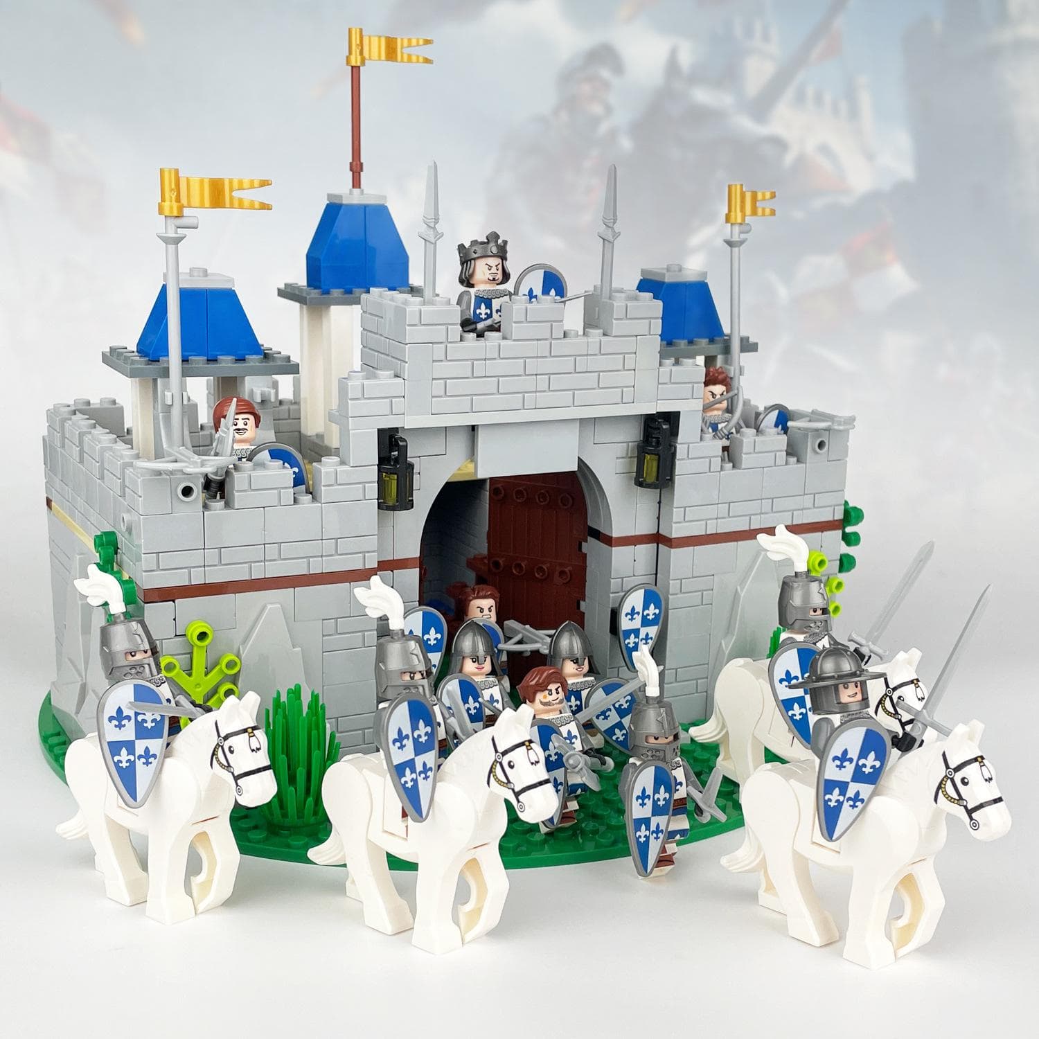 Medieval Roman Soldiers European Castles Small Particle Buildings Children's Building Blocks Toys