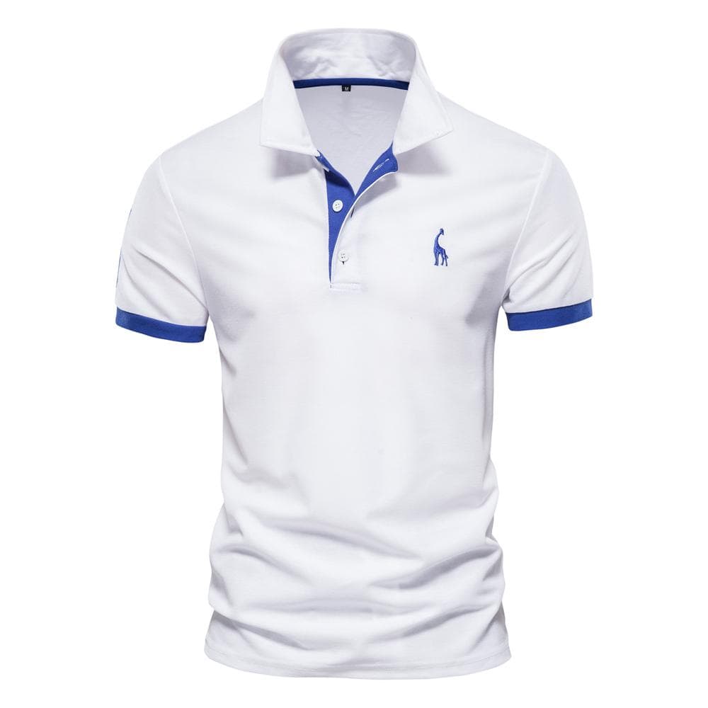 Summer Short-sleeved T-shirt Men's Polo Business Casual Polo Shirt Men's Slim Fashion Men's Polo Cotton High-quality T-shirt Simple Outdoor L black/white