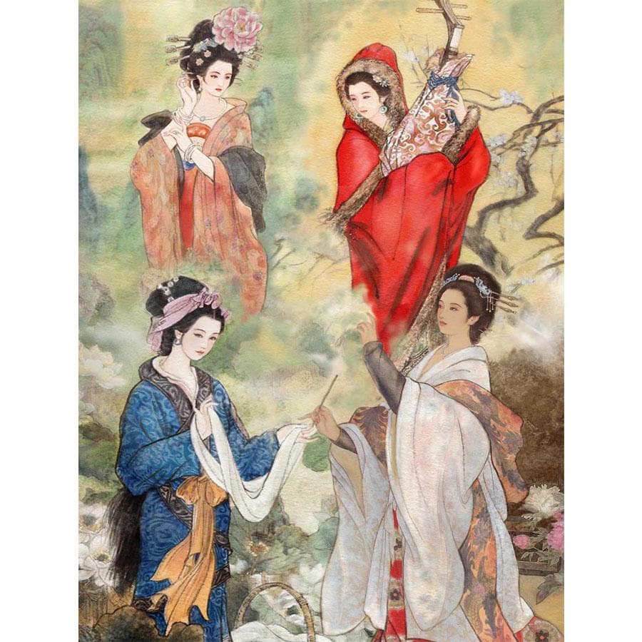 5D DIY Diamond Painting Chinese Ancient Woman Portrait Diamond Embroidery Cross-Stitch 20X30CM