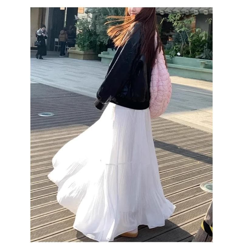 Bust Skirt Women's Spring and Summer New High Waist Cake Skirt Big Pendulum Medium and Long Skirt XL