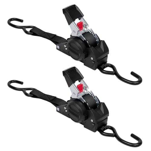 Donext Lashing Belt, Ratchet Type, Automatic Retraction, S-Hook, 3m x 2 Straps, 25mm Wide, 700kg Breaking Load, Maximum Load Capacity 233.3kg, Tie-Dow