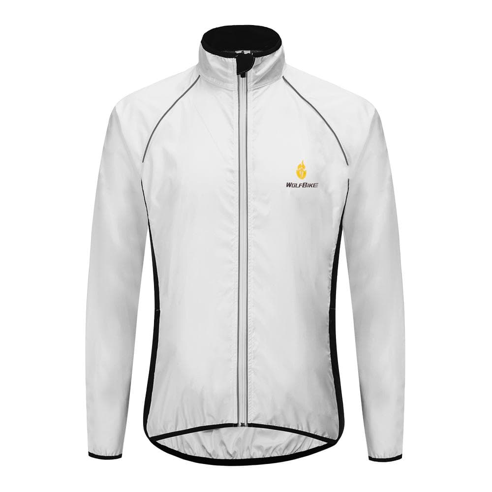 Mens Cycling Jacket Windproof Water Resistant Bike Bicycle Riding Jersey Tops XL white