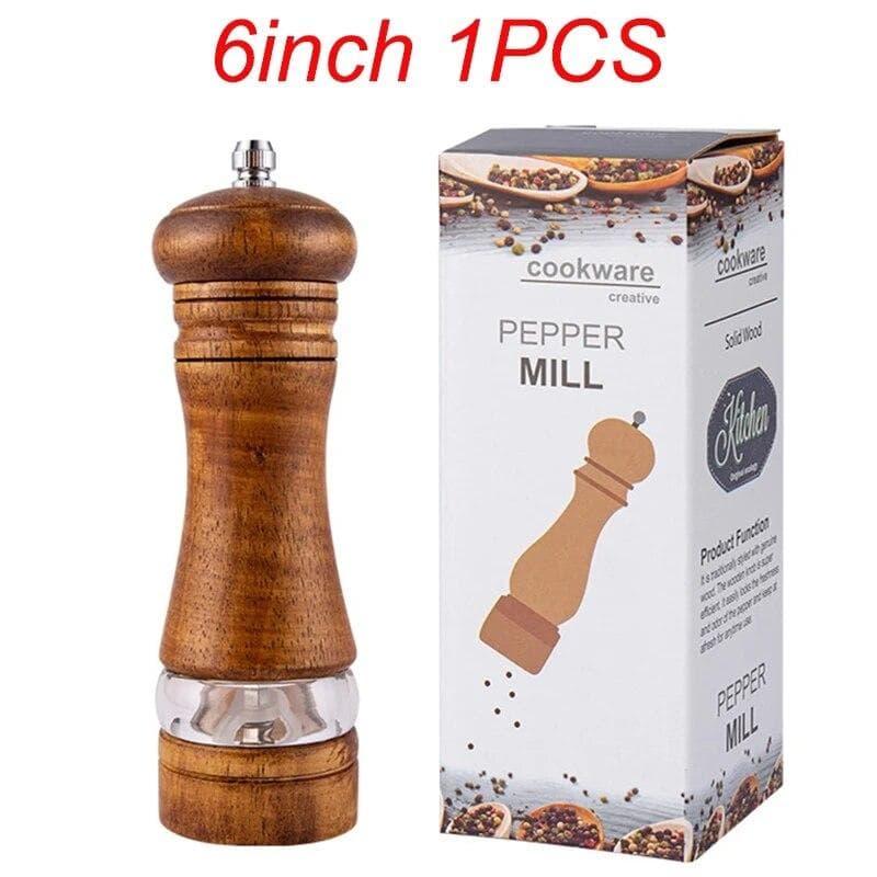 Manual Pepper Grinder Wooden Salt And Pepper Mills Multi-purpose Spice Tool Solid Wood Spices Grinder For Home Kitchen Household B