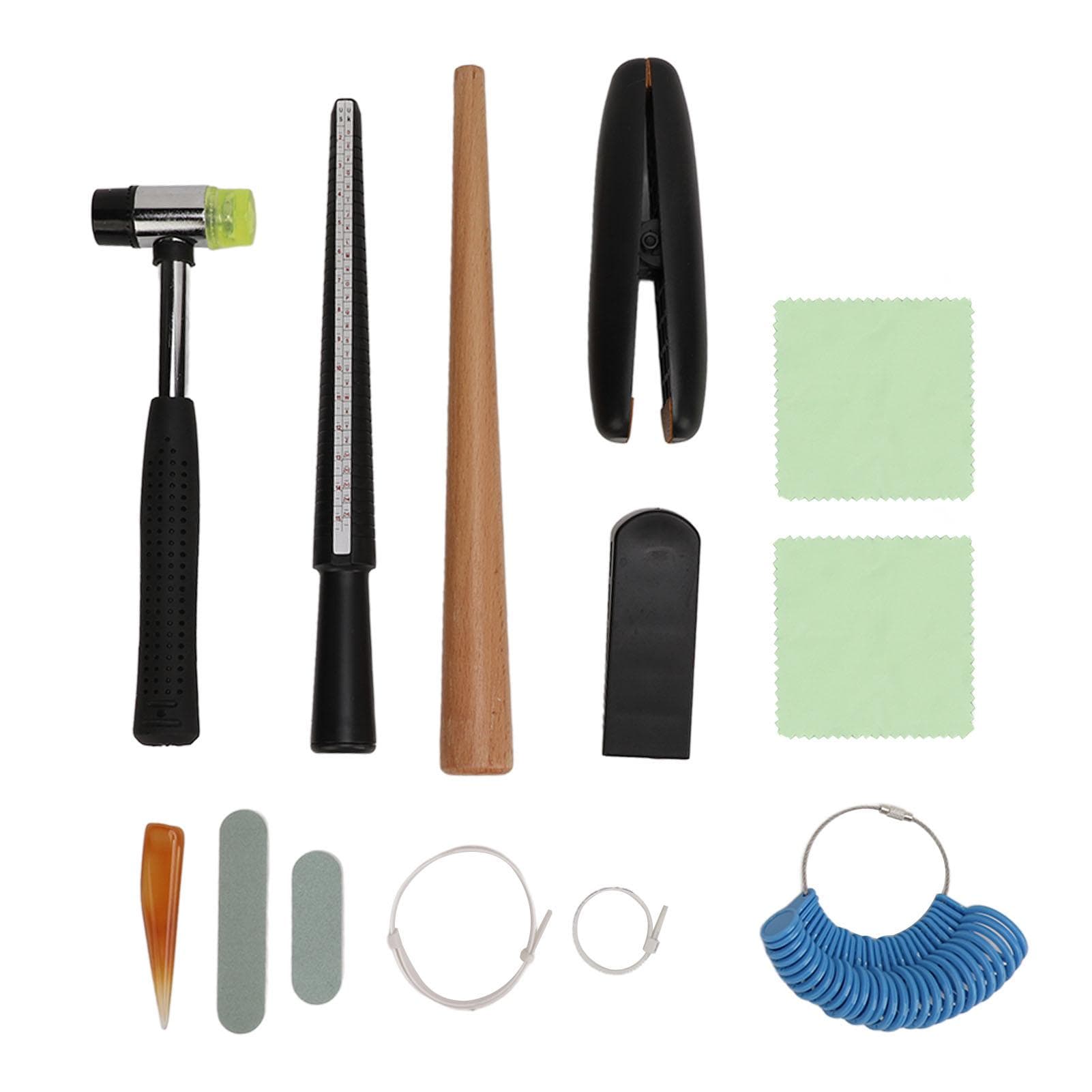 12pcs US Ring Mandrel Set Ring Size 0?15 Ring Sizer Measuring Tools Jewelry Hammer Polishing Tools