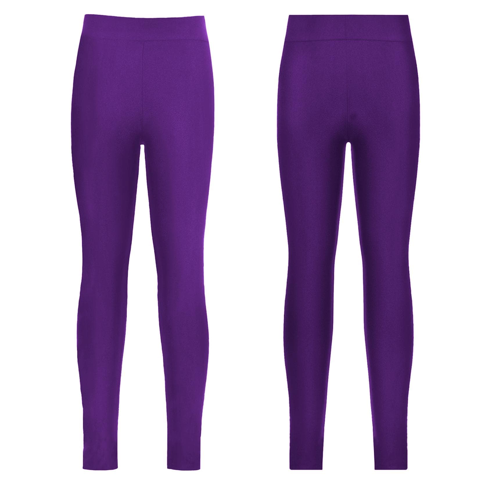 Kids Girls Stylish Skating Clothing Elastic Waistband Stretchy Dance Long Pants Leggings 13-14 Years dark purple