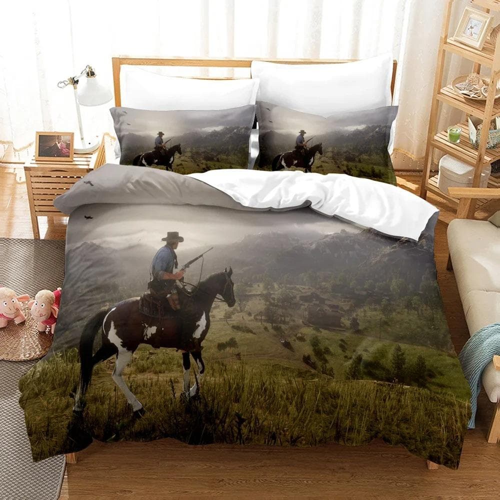 Fashion 3D Red Dead Redemption Bedding Sets Duvet Cover Set With Pillowcase Twin Full Queen King Bedclothes Bed Linen EU Double 200x200cm
