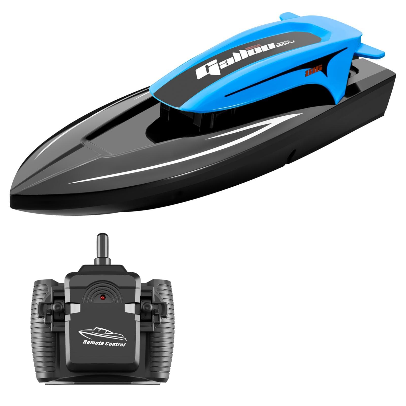Remote Control Boat, 2.4G 20kmh Highspeed Waterproof Remote Control Speed Boat with LED Lights 1 Battery blue