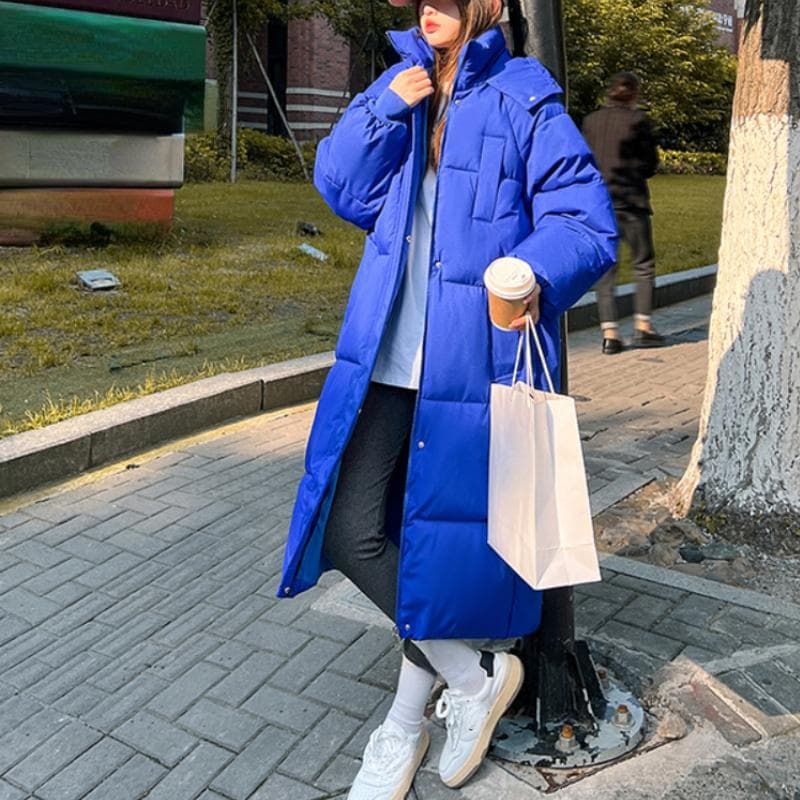 New Winter and Autumn Women White Duck Down Hoodies Puffer Jackets Coats Warm Windproof Black White Coats M navy blue