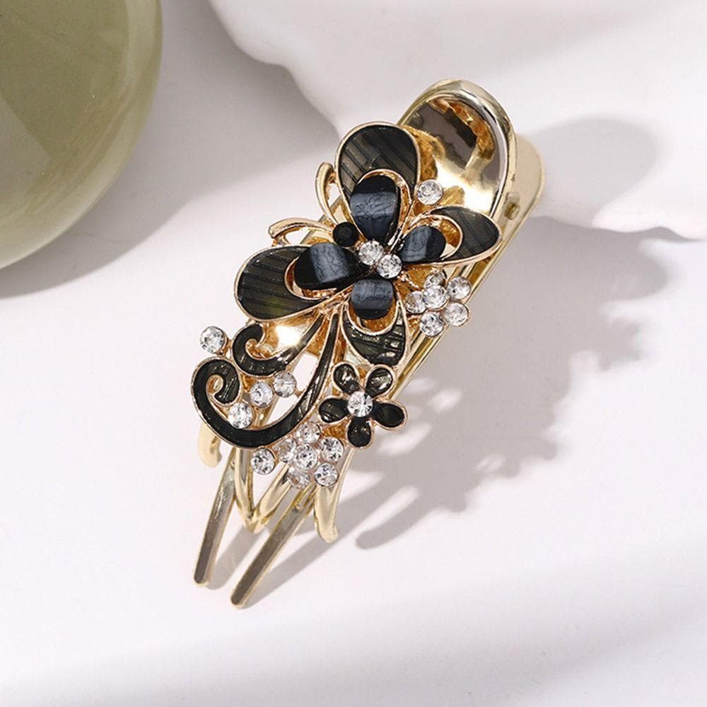 Headwear Alligator Hair Clip Crystal Flower Hairpin Rhinestone Butterfly Hair Claw Hair Accessories grey