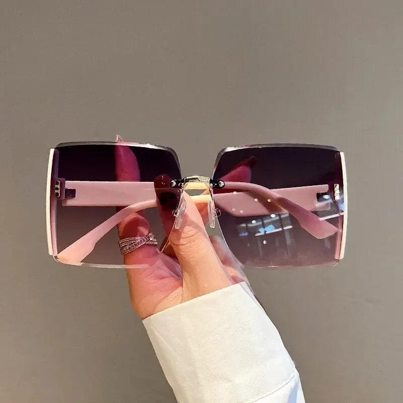New Square Frameless Retro Sunglasses for Women Men Vintage Luxury Brand Designer Shades Fashion Trend Eyewear without case
