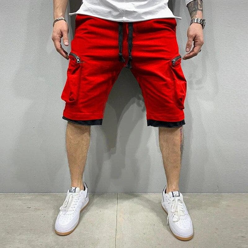 Men's Summer Loose Shorts Jogging Shorts Casual Fitness Street Shorts 3XL red
