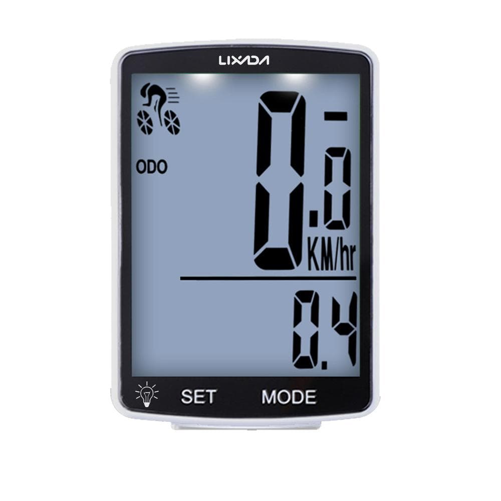LIXADA Wireless Bike Computer Multi Functional LCD Screen Bicycle Computer Mountain Bike White Shell white