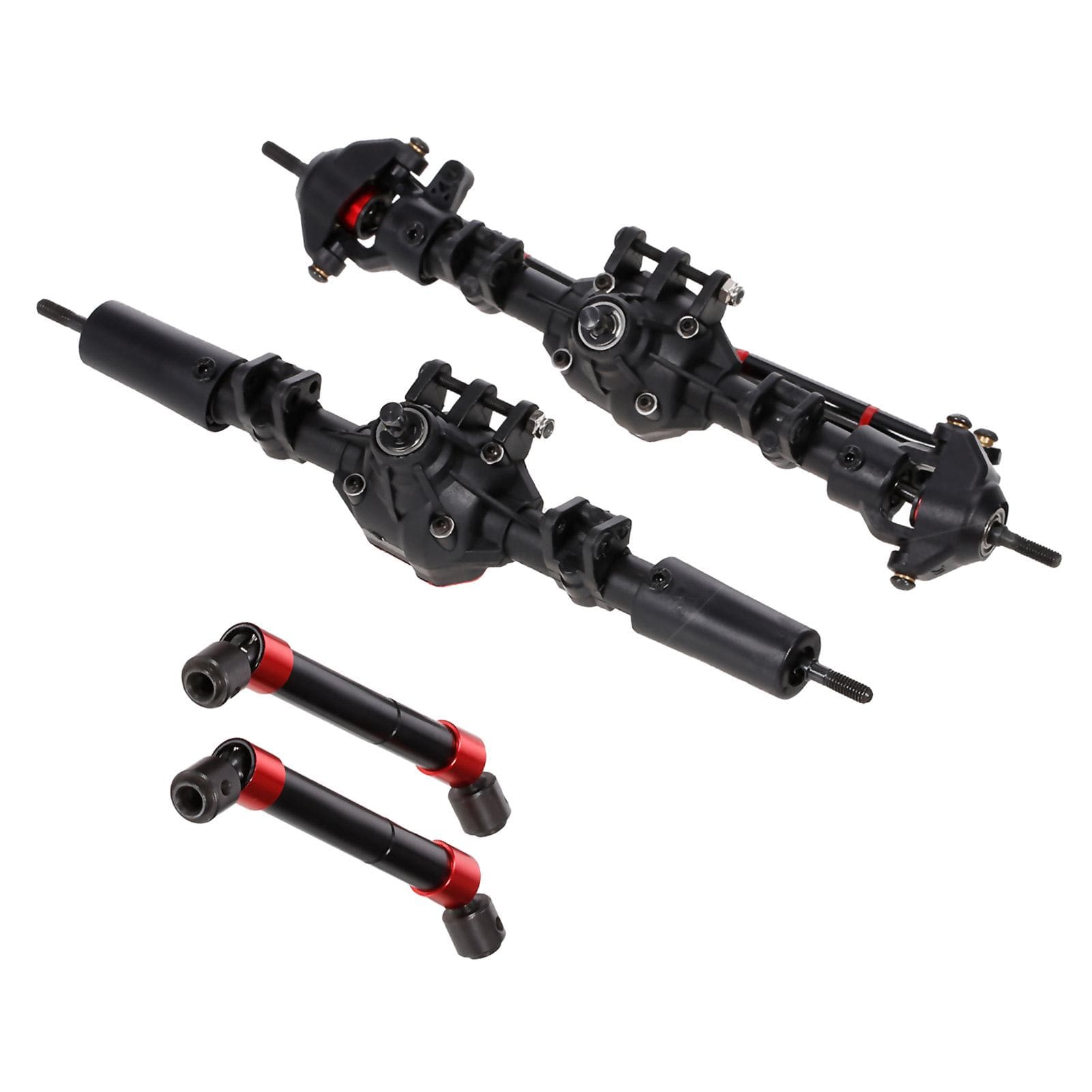 RC Car Front Rear Straight Complete Axle with 2pcs Metal Drive Shafts for 1/10 RC Crawler Axial black