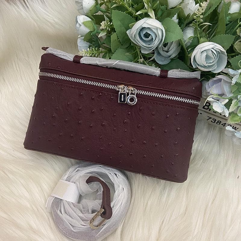 Forest Green Handheld Women's Ostrich Pattern Square Shoulder Bag Regular Packaging (Customized Metal)