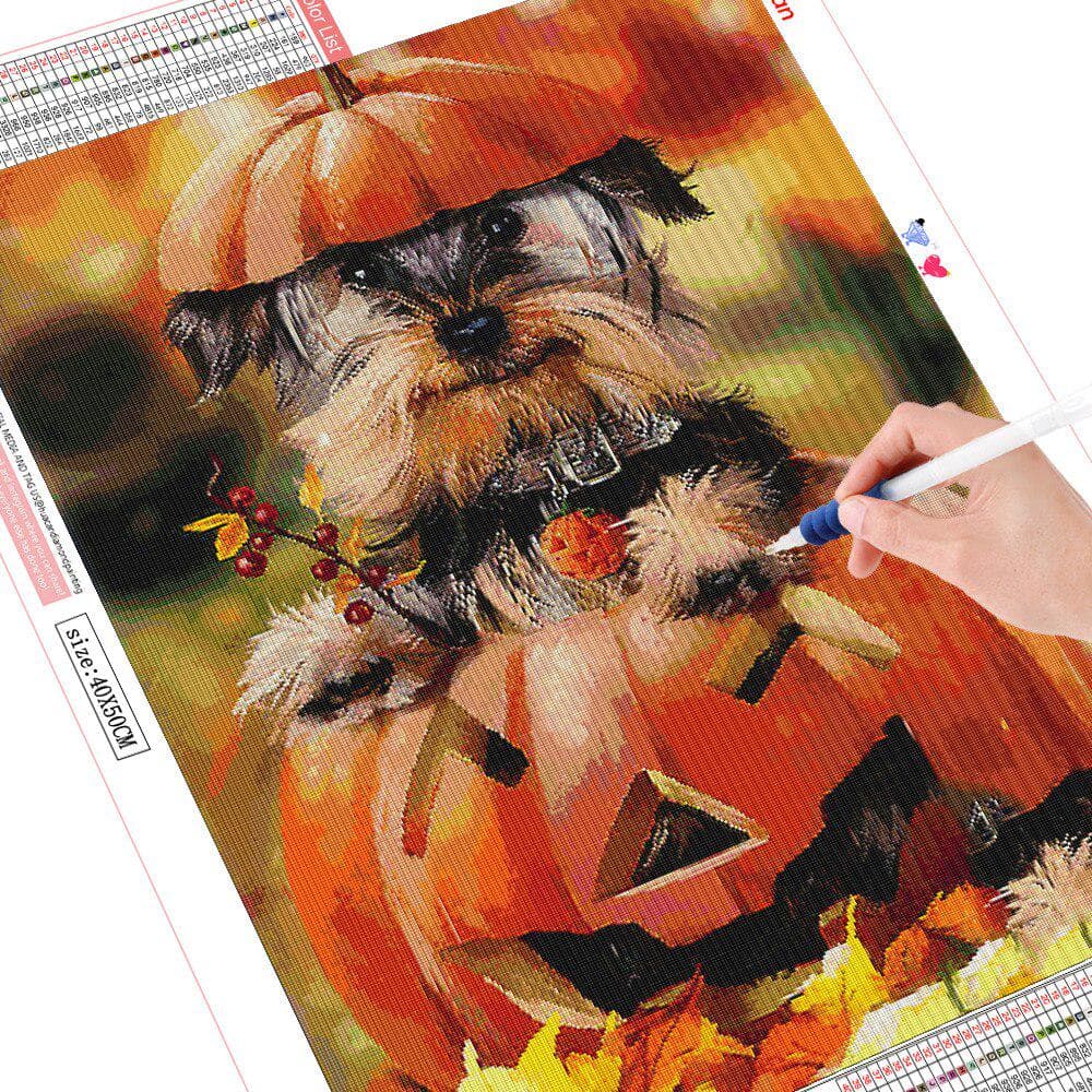 Diamond Embroidery Full Set Dog Diamond Mosaic Halloween 5d Diamond Painting With Round Rhinestone 20X30CM