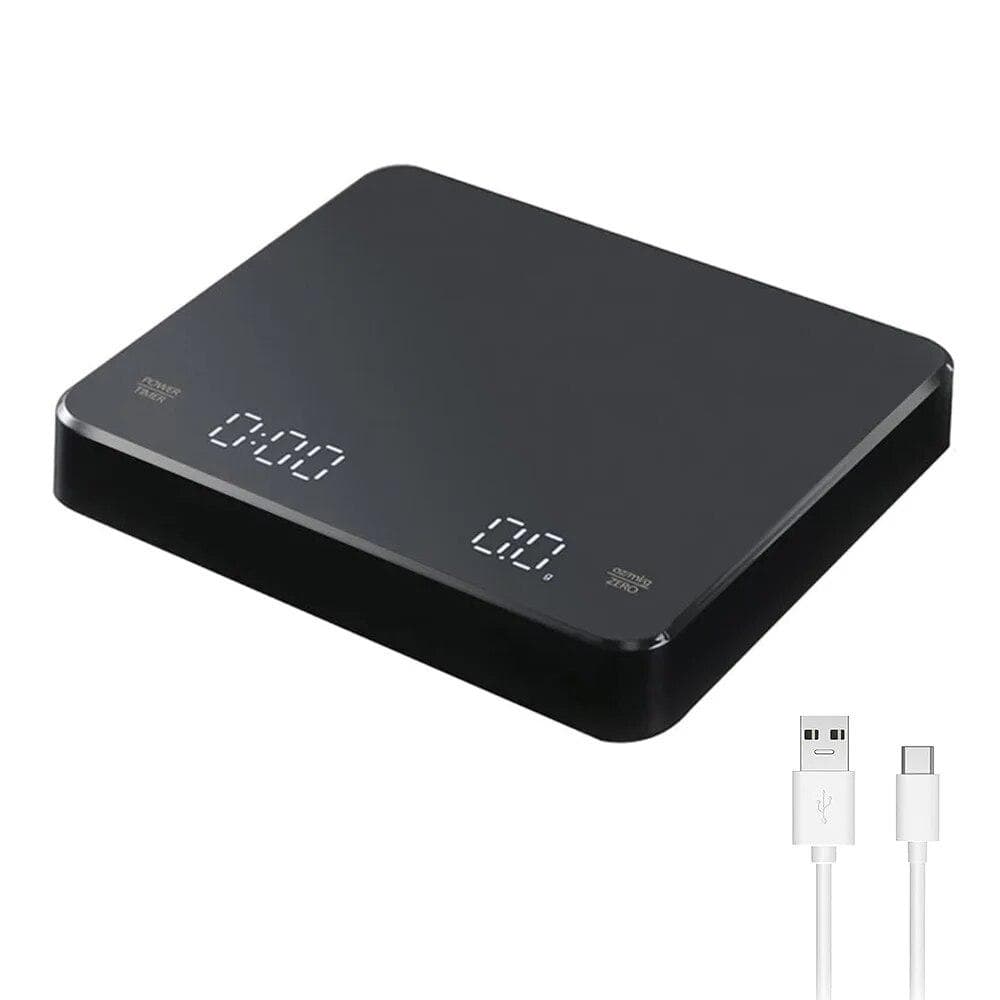 Digital Coffee Scale with Timer LED Screen Espresso USB 3kg Max.Weighing 0.1g High Precision Measures in Oz/ml/g Kitchen Scale black