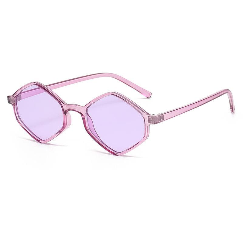Women Rhombus Sunglasses Clear Blue UV400 Protection Vintage Small Frame Ladies Sun Glasses Irregular Fashion as show