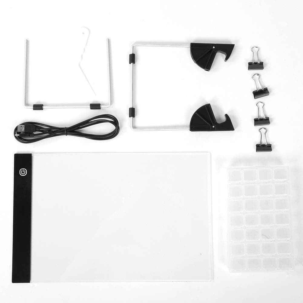 6PCs Set Diamond Painting Tools LED Light Art Suppies Luminous Panel Flip Book Kit A4