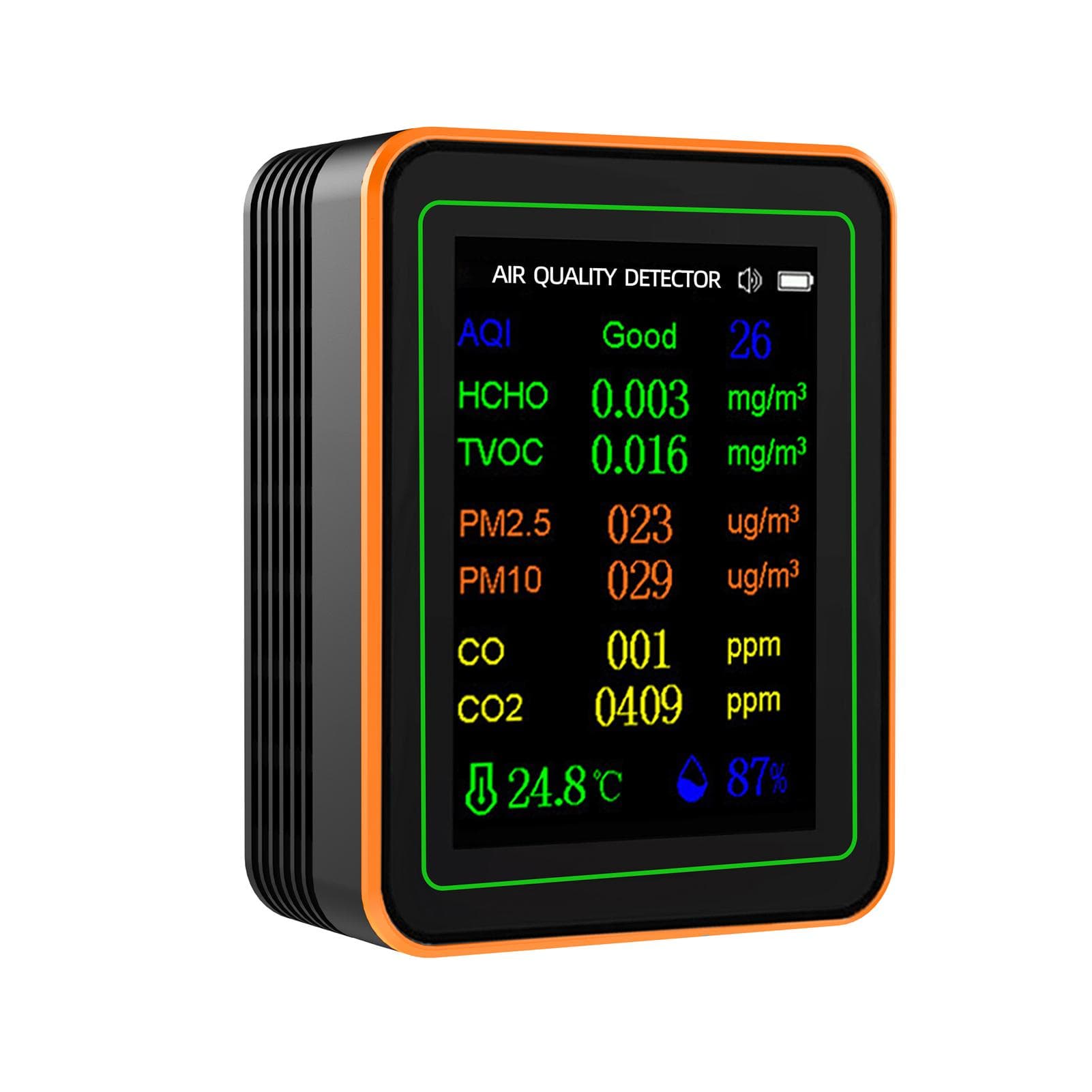 10 in 1 Air Quality Monitor PM2.5 PM10 CO CO2 TVOC HCHO AQI Temperature Humidity and Curve View black