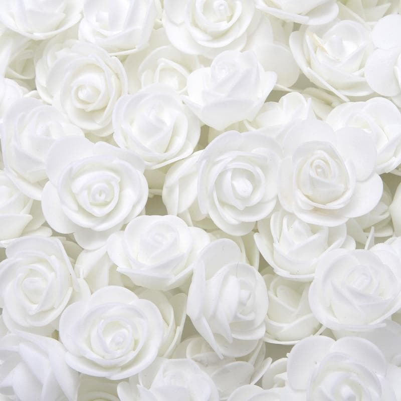50pcs/bag Mini Rose Foam Flowers DIY Bouquet Wedding Party Decoration 50 white