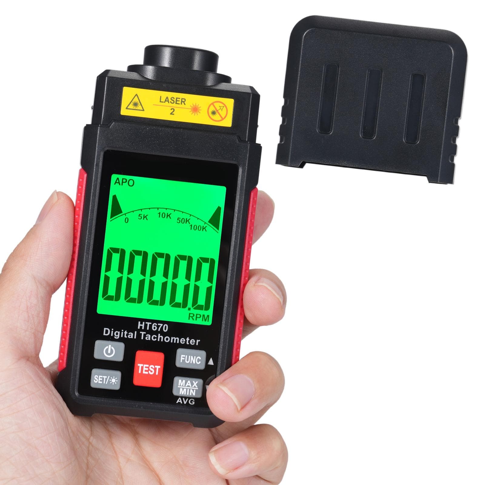 Digital Tachometer Photoelectric Tachometer 630650nm Wide Measuring Range Large Screen LCD Display