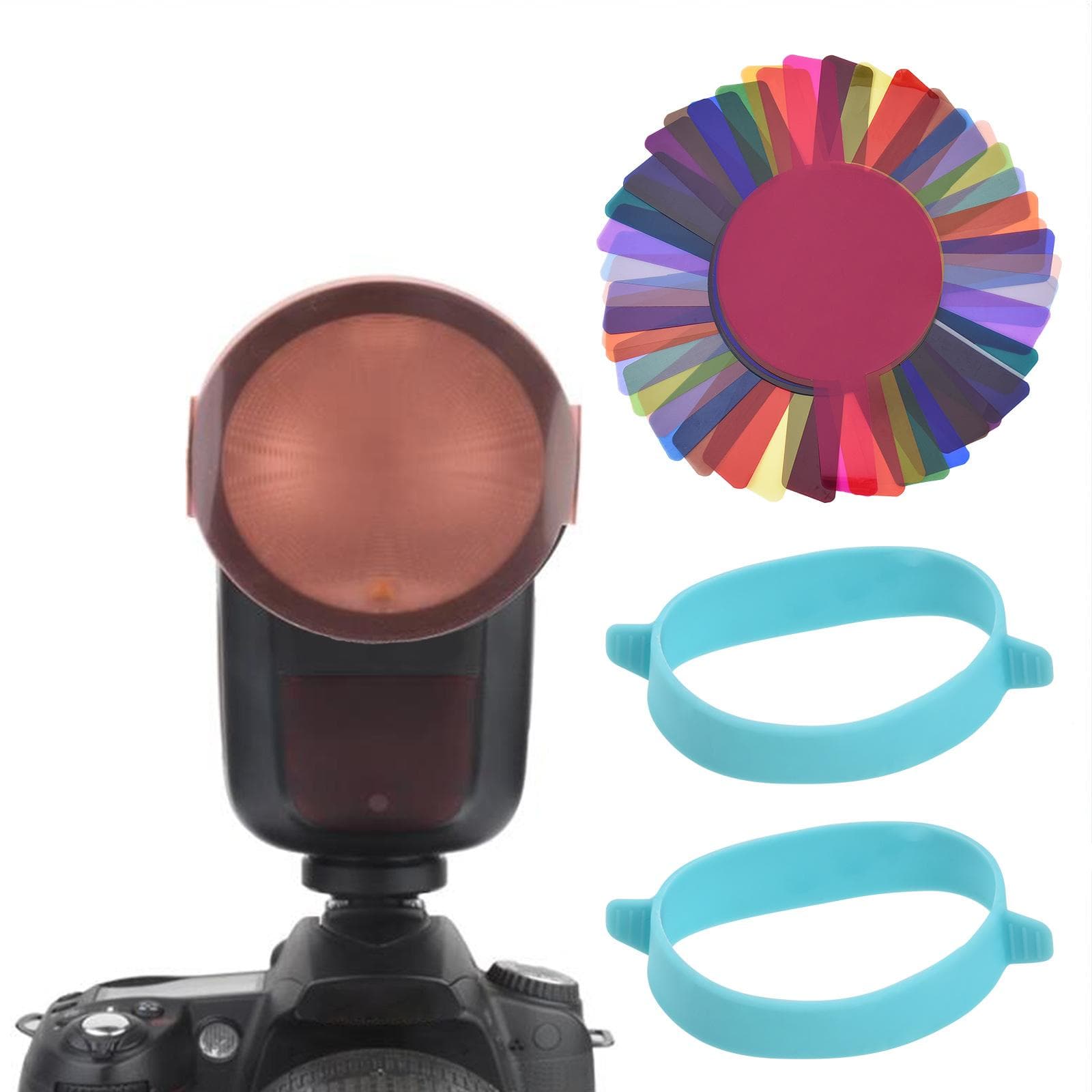 24pcs Round Head Camera Flash Gels Lighting Filters Color Correction Filter Kit for Godox V1 Series multicolour