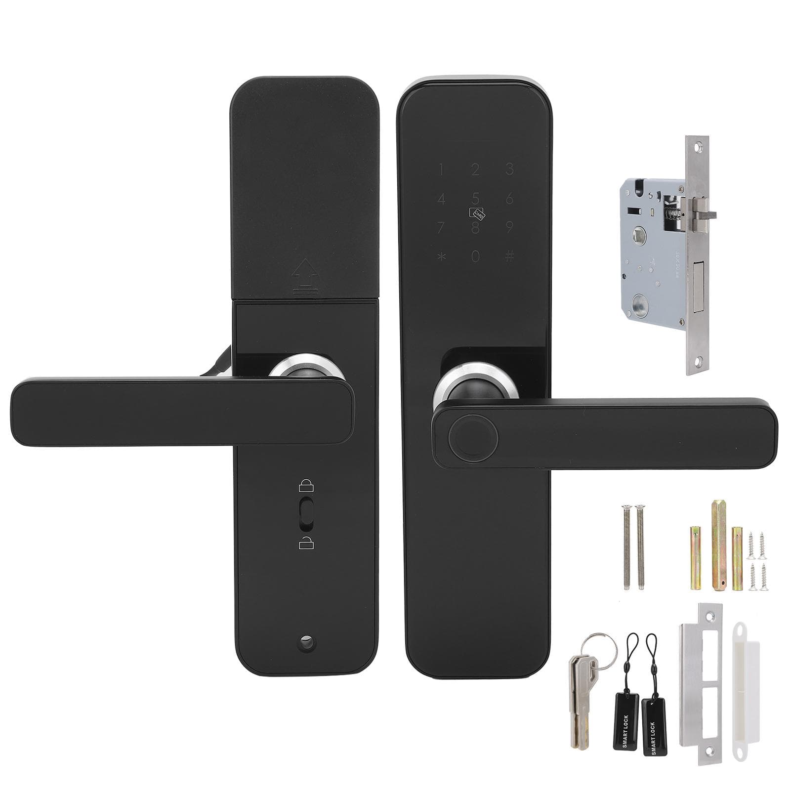 Smart WiFi Handle Lock Fingerprint Password APP Card Key Unlock Works for Tuya Home Office Wooden