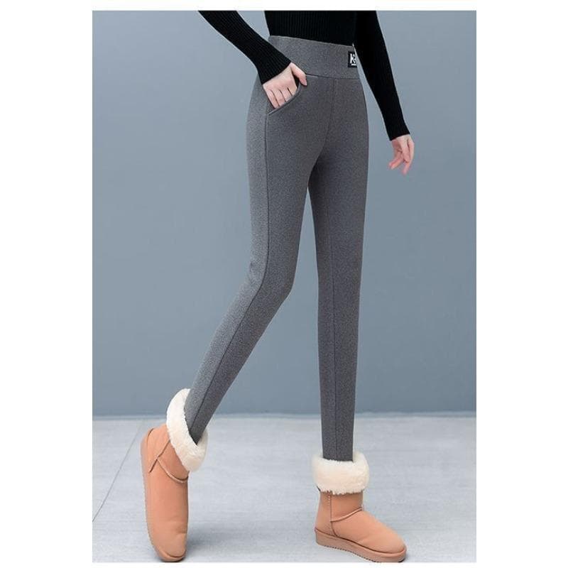 Wear Tight Leggings for Girls In Autumn and Winter New High-waisted Slim Plus Velvet Thickened Small Feet Pencil Pants XXL grey
