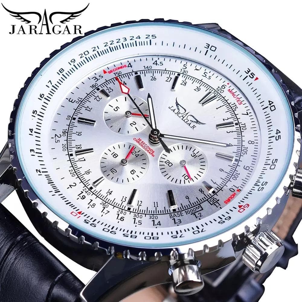 Jaragar Men's Fashion Casual Hollow Out Large Dial Automatic Mechanical Watch GMT1140-1-A
